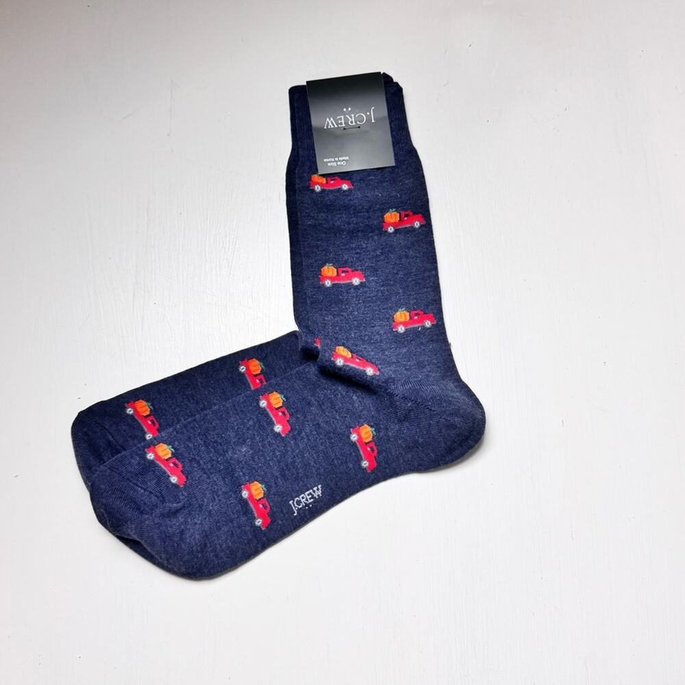 J.Crew  Fall Theme Multi-color Truck and Pumpkin Trouser Socks